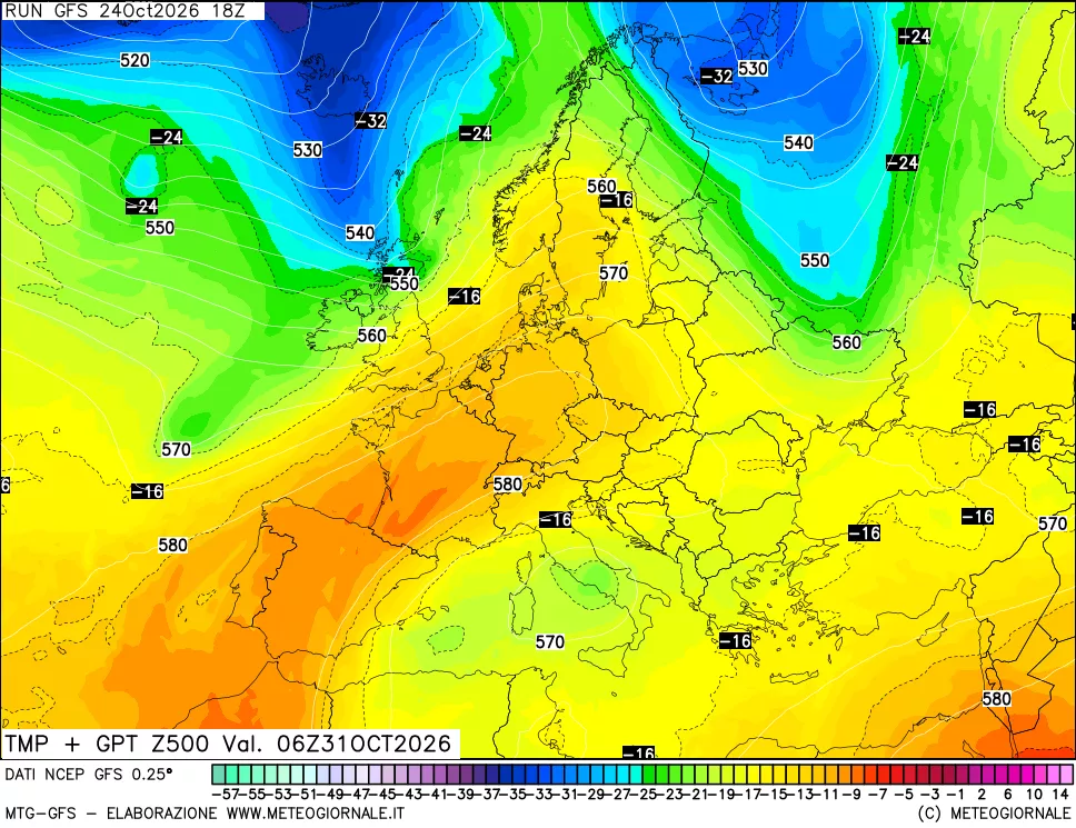 mappa 500 hPa Temp + GPT
