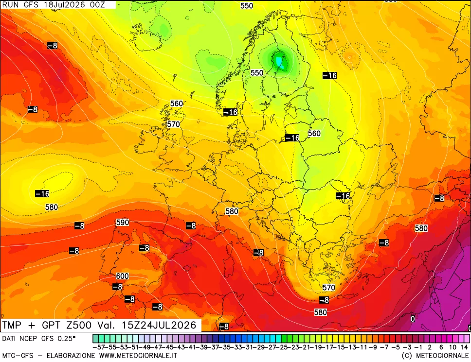mappa 500 hPa Temp + GPT