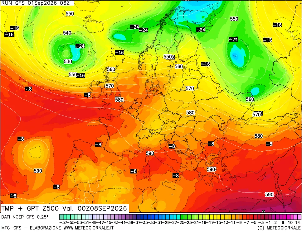 mappa 500 hPa Temp + GPT