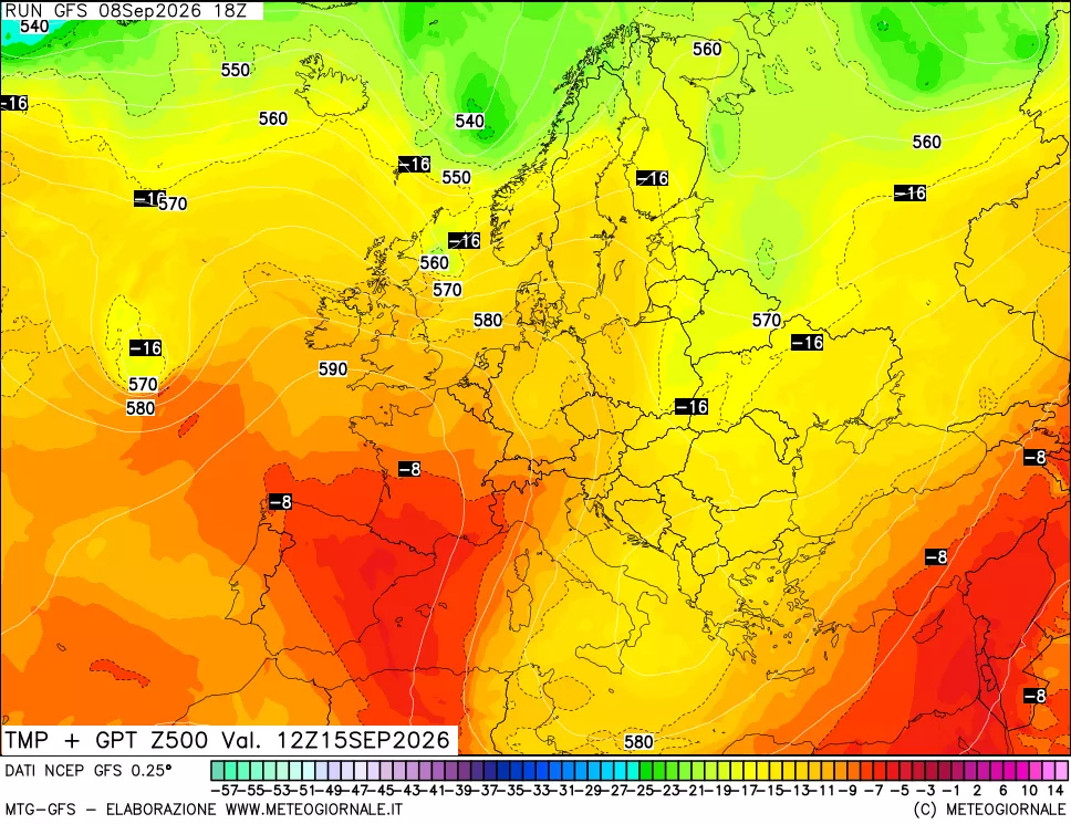 mappa 500 hPa Temp + GPT