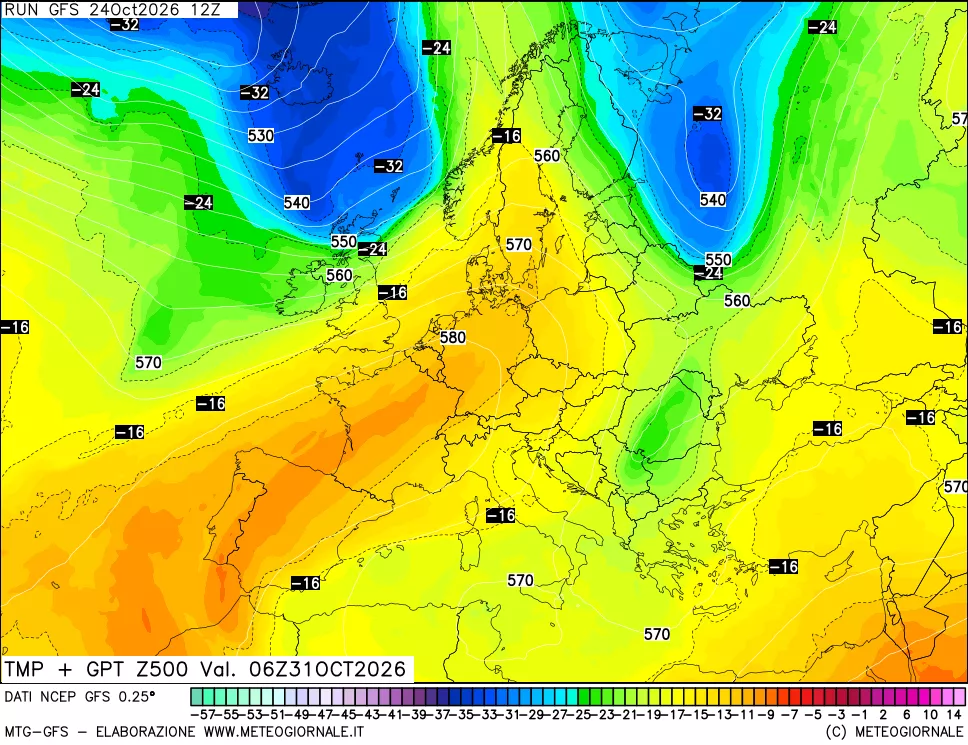 mappa 500 hPa Temp + GPT