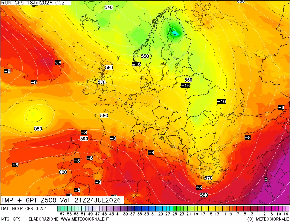 mappa 500 hPa Temp + GPT