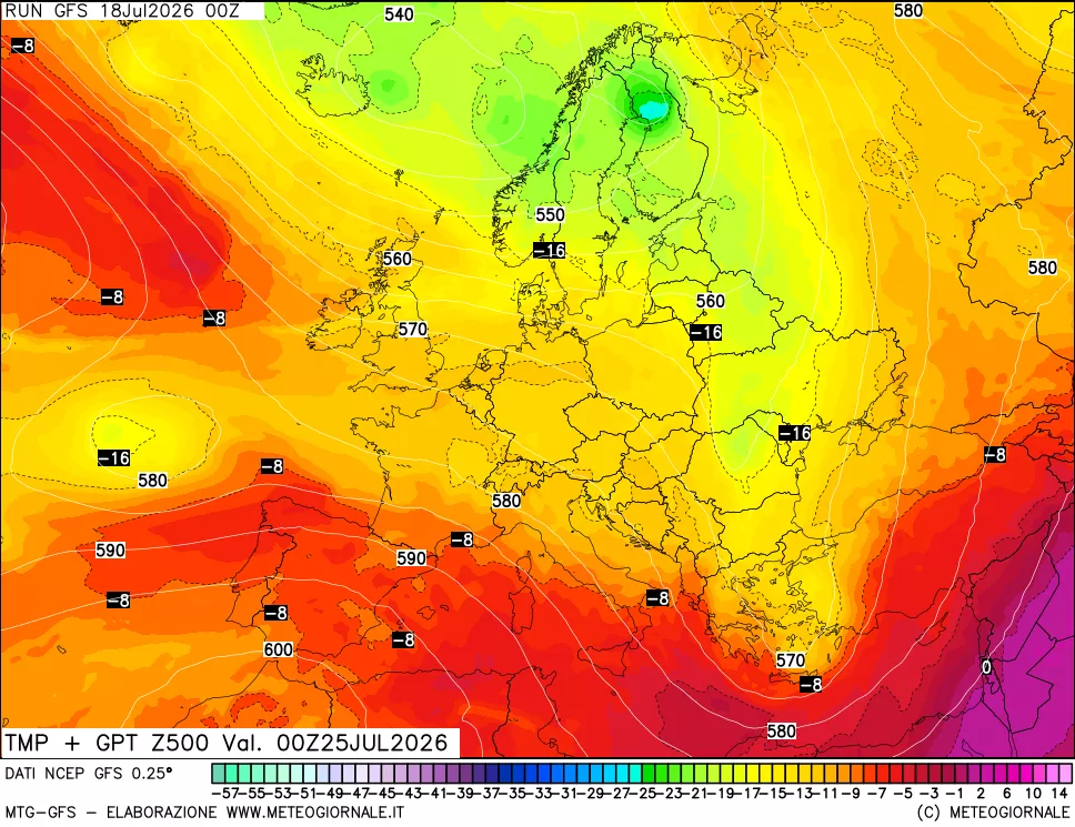 mappa 500 hPa Temp + GPT