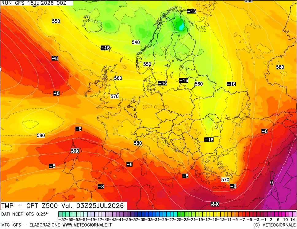 mappa 500 hPa Temp + GPT