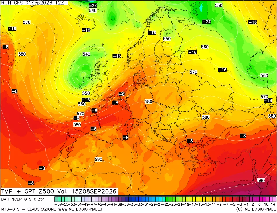 mappa 500 hPa Temp + GPT