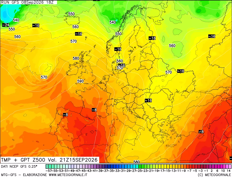 mappa 500 hPa Temp + GPT