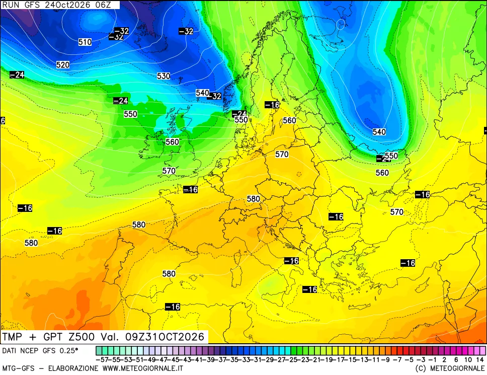 mappa 500 hPa Temp + GPT