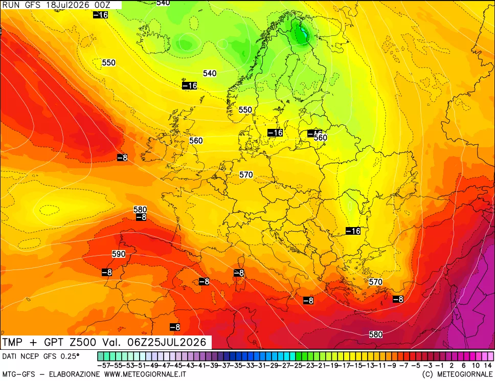 mappa 500 hPa Temp + GPT