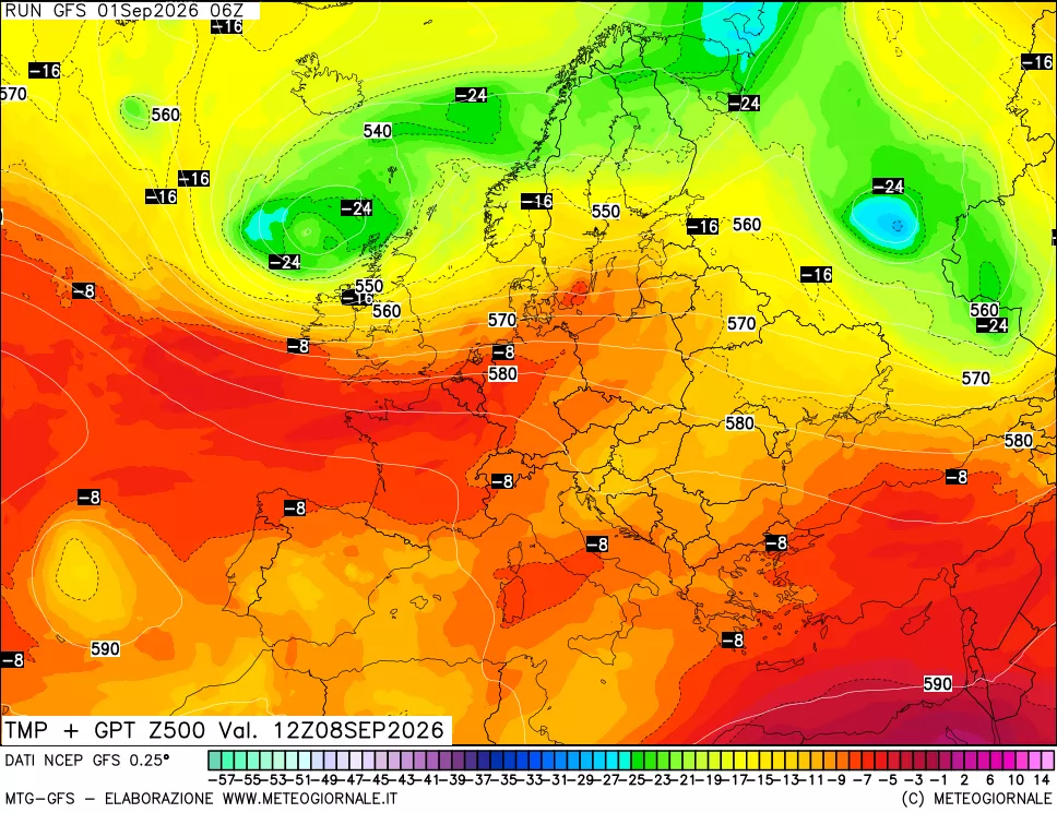 mappa 500 hPa Temp + GPT