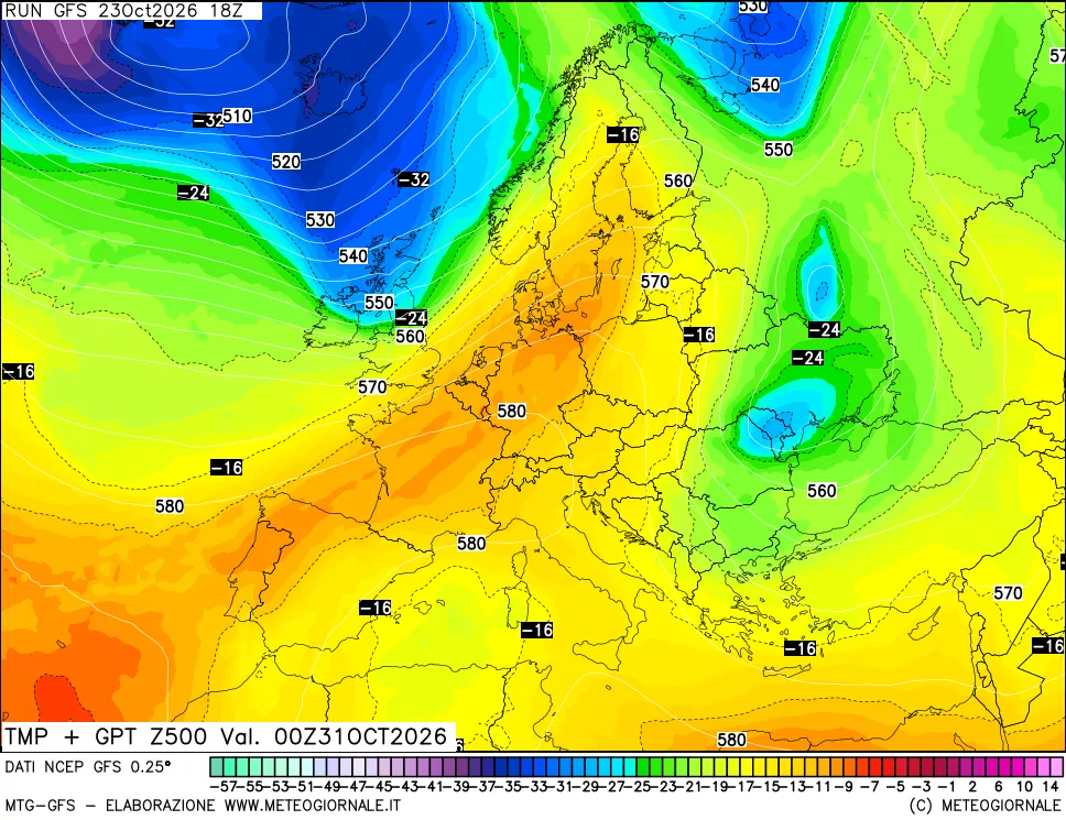 mappa 500 hPa Temp + GPT