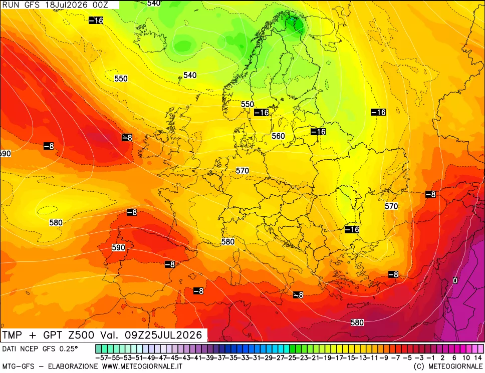 mappa 500 hPa Temp + GPT
