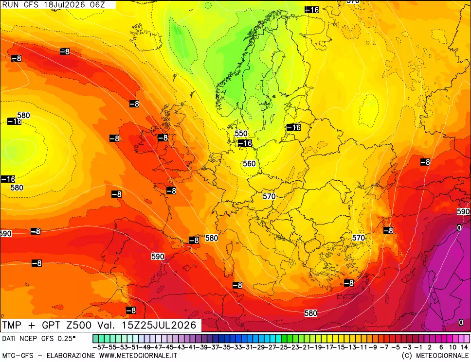 mappa 500 hPa Temp + GPT