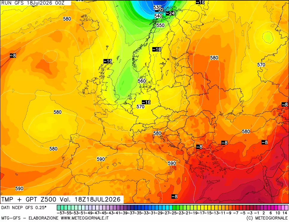 mappa 500 hPa Temp + GPT
