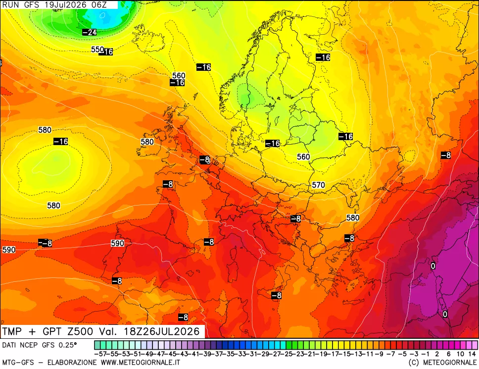 mappa 500 hPa Temp + GPT