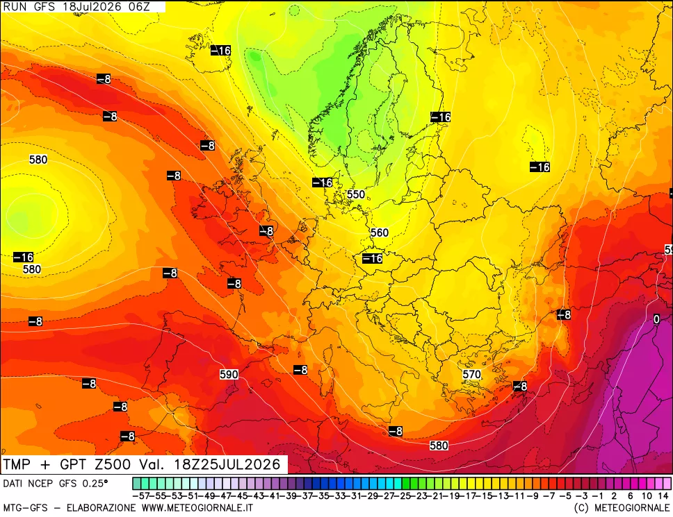 mappa 500 hPa Temp + GPT