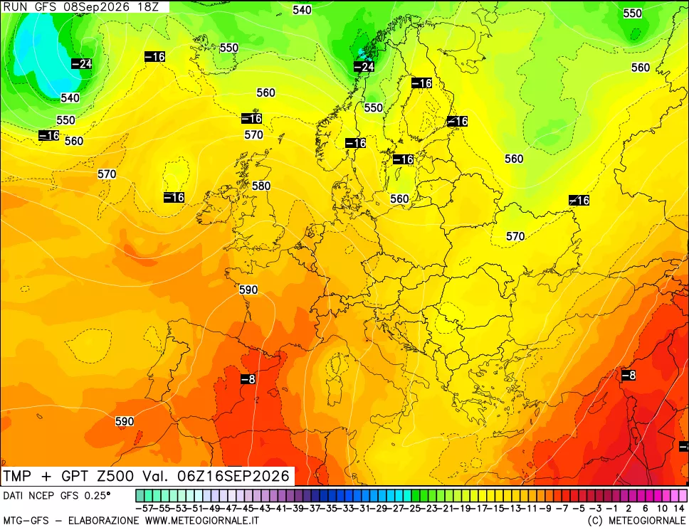 mappa 500 hPa Temp + GPT