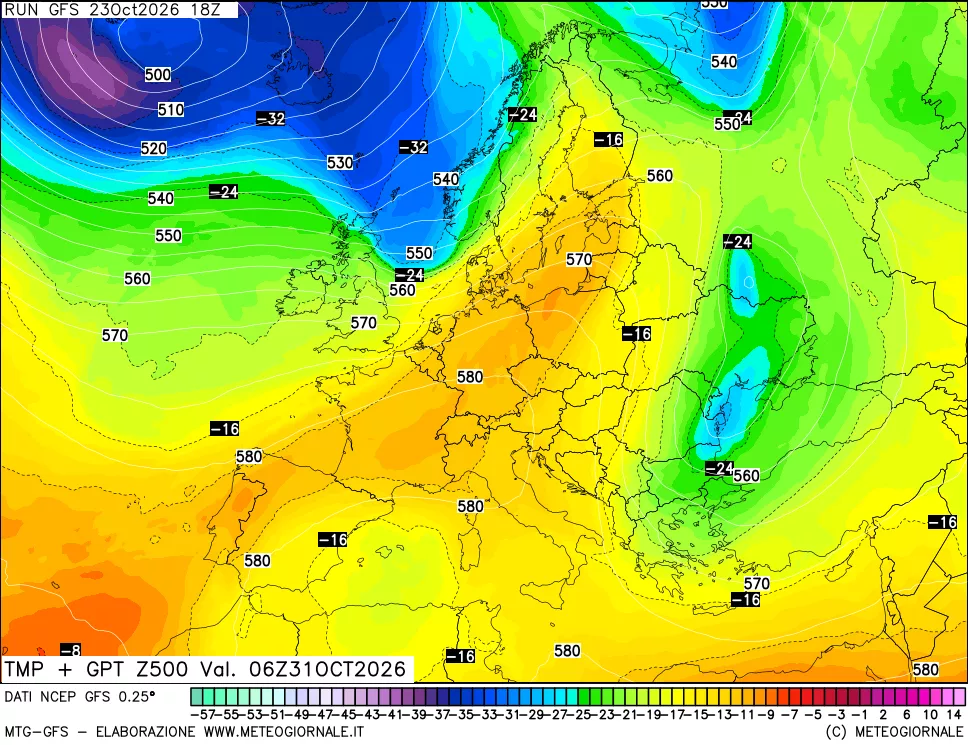 mappa 500 hPa Temp + GPT