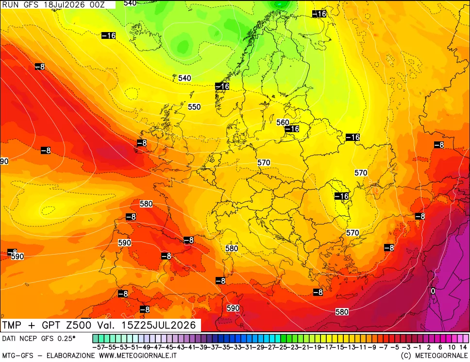 mappa 500 hPa Temp + GPT