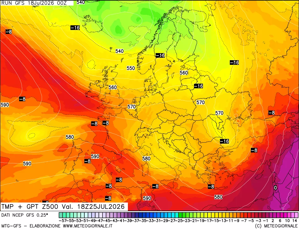 mappa 500 hPa Temp + GPT