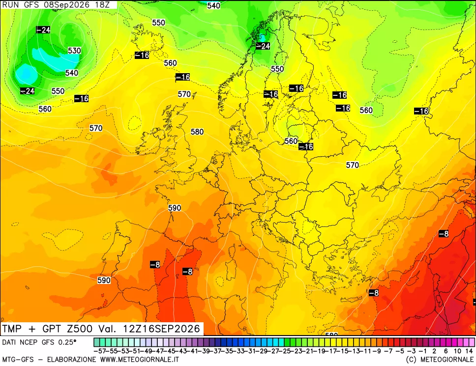 mappa 500 hPa Temp + GPT