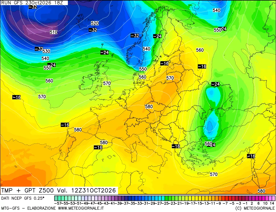 mappa 500 hPa Temp + GPT