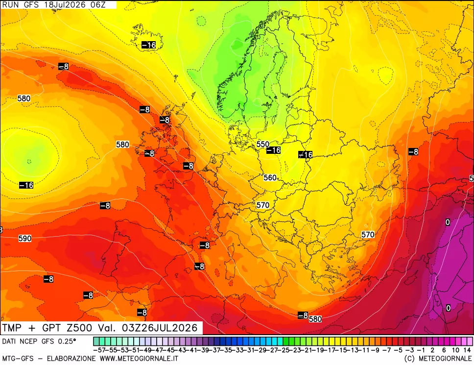 mappa 500 hPa Temp + GPT