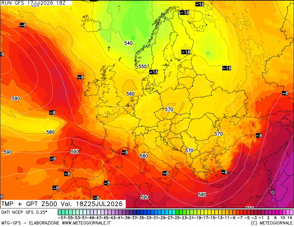 mappa 500 hPa Temp + GPT