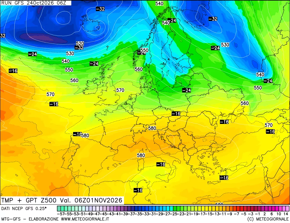 mappa 500 hPa Temp + GPT
