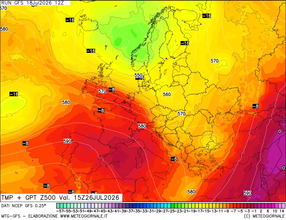 mappa 500 hPa Temp + GPT
