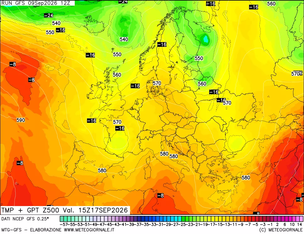 mappa 500 hPa Temp + GPT