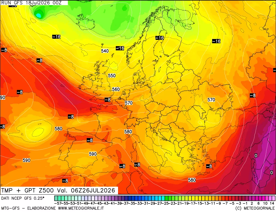 mappa 500 hPa Temp + GPT