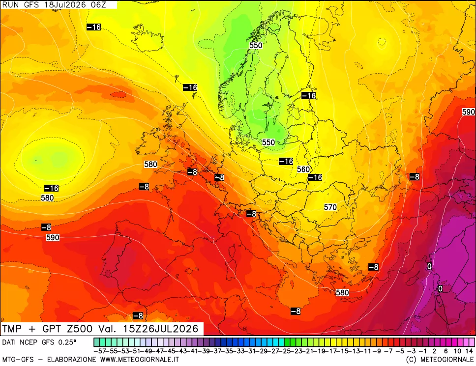 mappa 500 hPa Temp + GPT