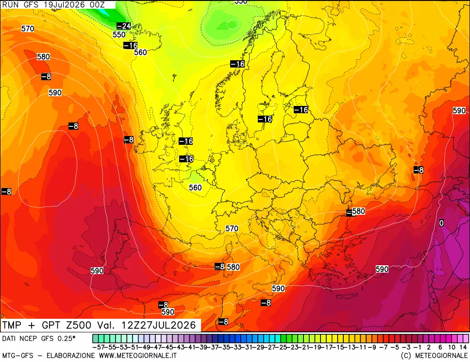 mappa 500 hPa Temp + GPT