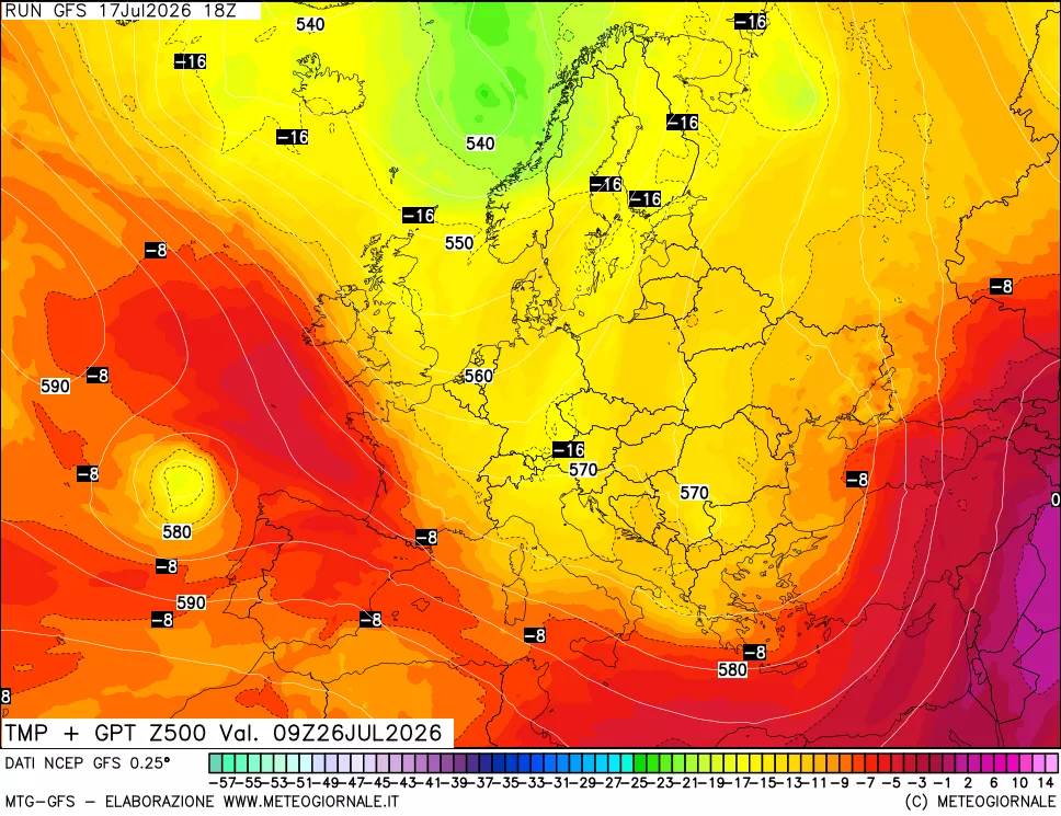 mappa 500 hPa Temp + GPT