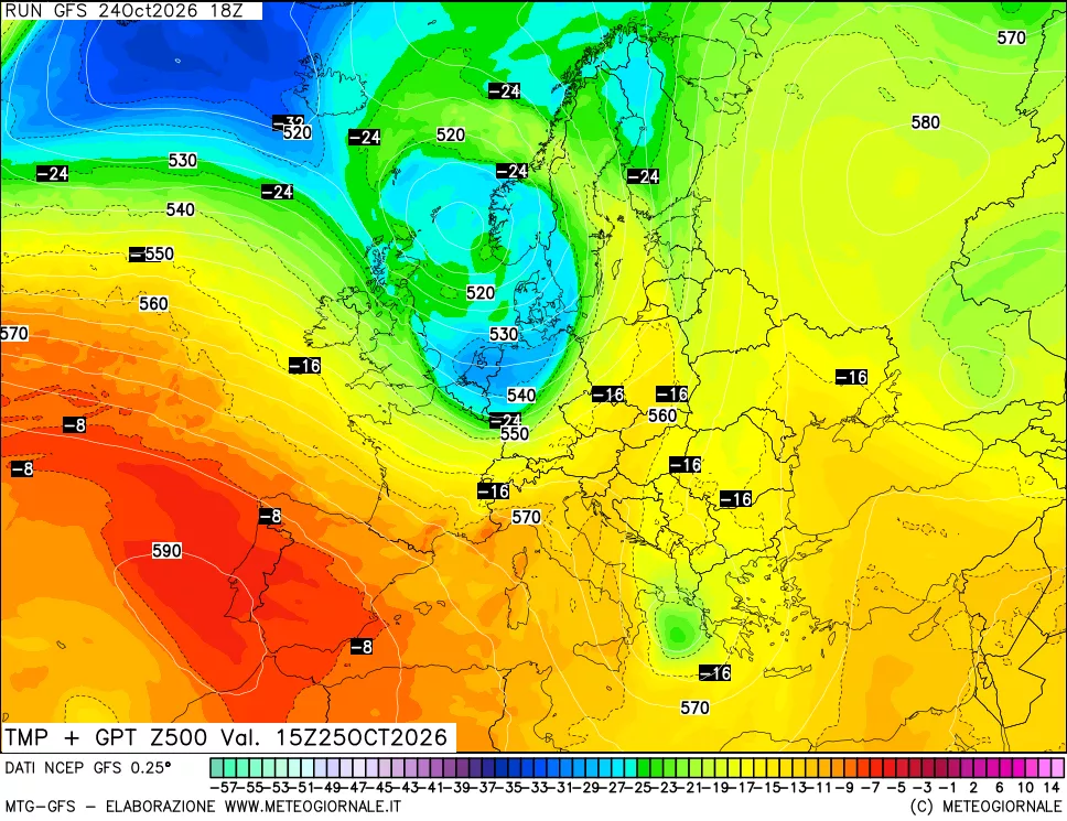 mappa 500 hPa Temp + GPT