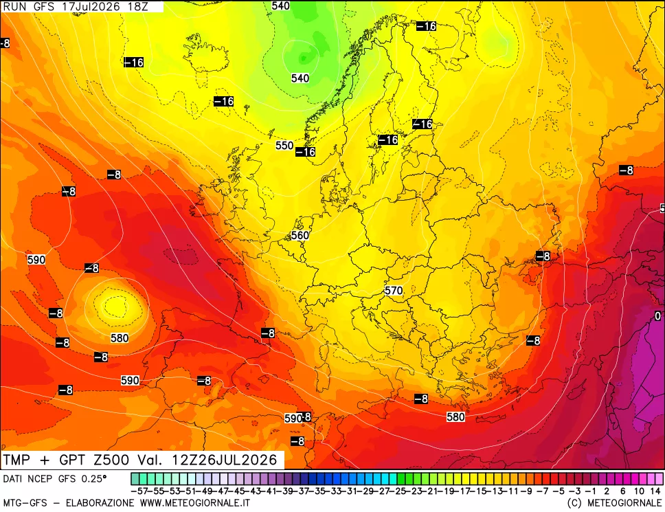 mappa 500 hPa Temp + GPT