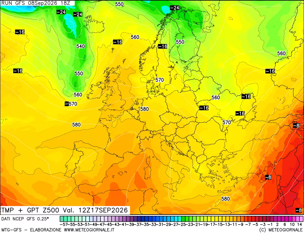 mappa 500 hPa Temp + GPT