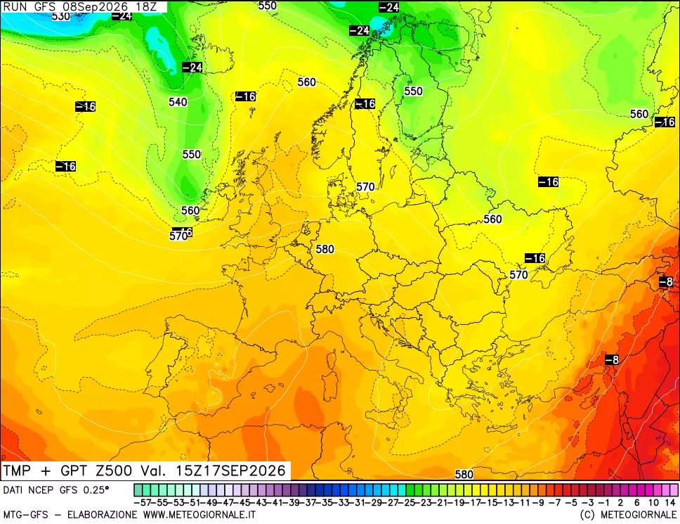 mappa 500 hPa Temp + GPT