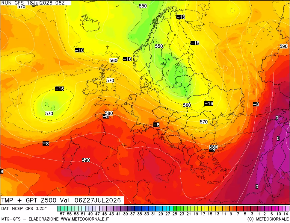 mappa 500 hPa Temp + GPT