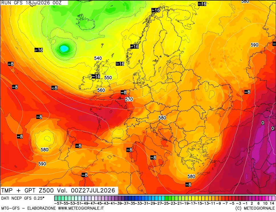 mappa 500 hPa Temp + GPT