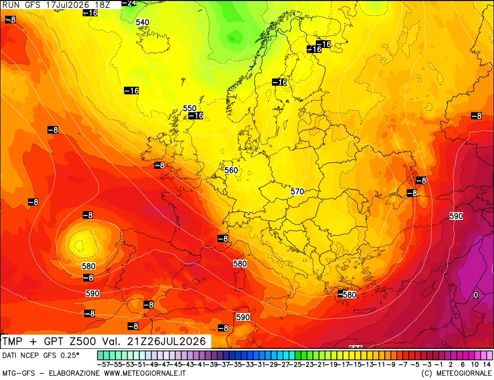 mappa 500 hPa Temp + GPT