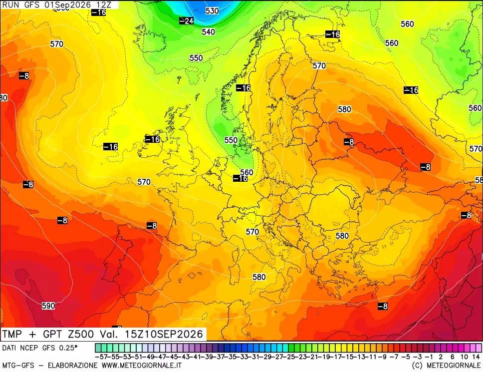 mappa 500 hPa Temp + GPT