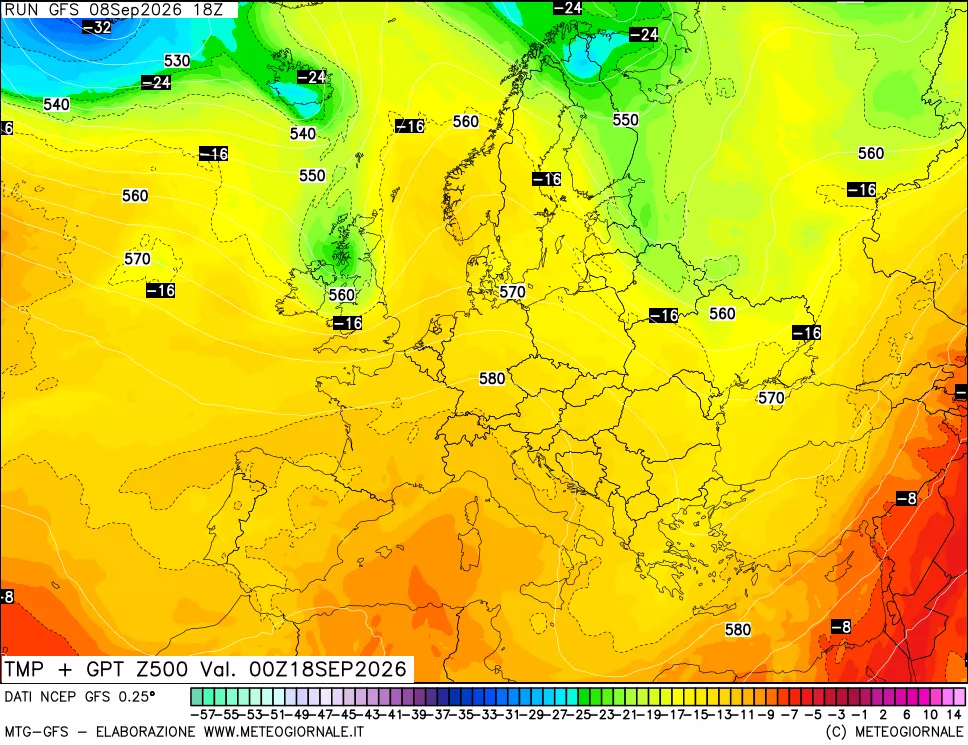 mappa 500 hPa Temp + GPT