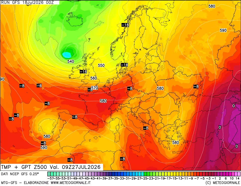 mappa 500 hPa Temp + GPT