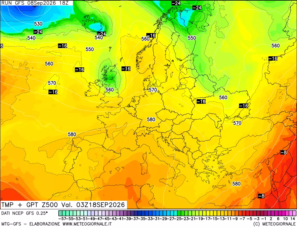 mappa 500 hPa Temp + GPT
