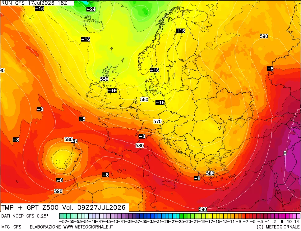 mappa 500 hPa Temp + GPT