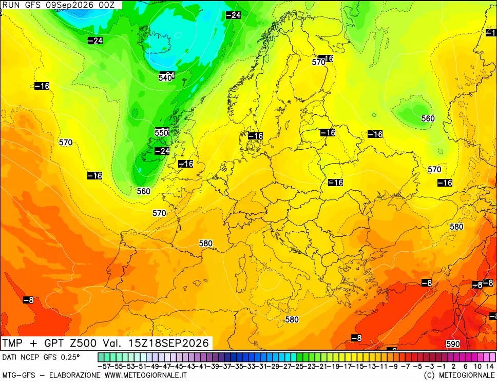 mappa 500 hPa Temp + GPT