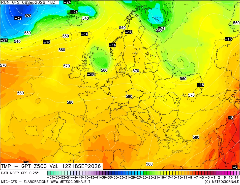 mappa 500 hPa Temp + GPT