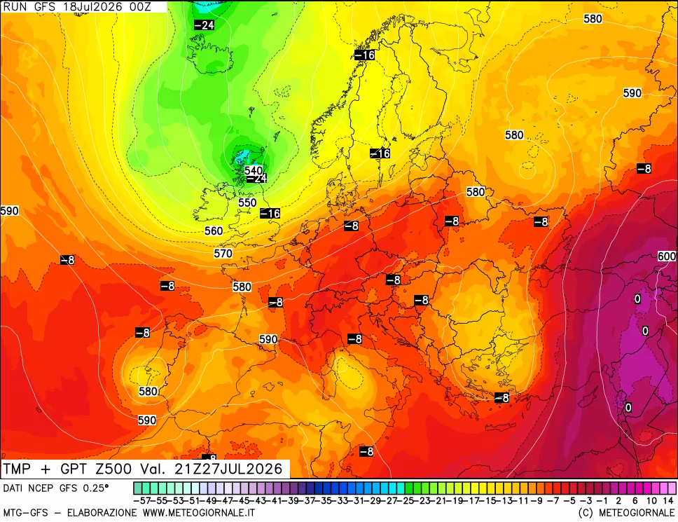 mappa 500 hPa Temp + GPT