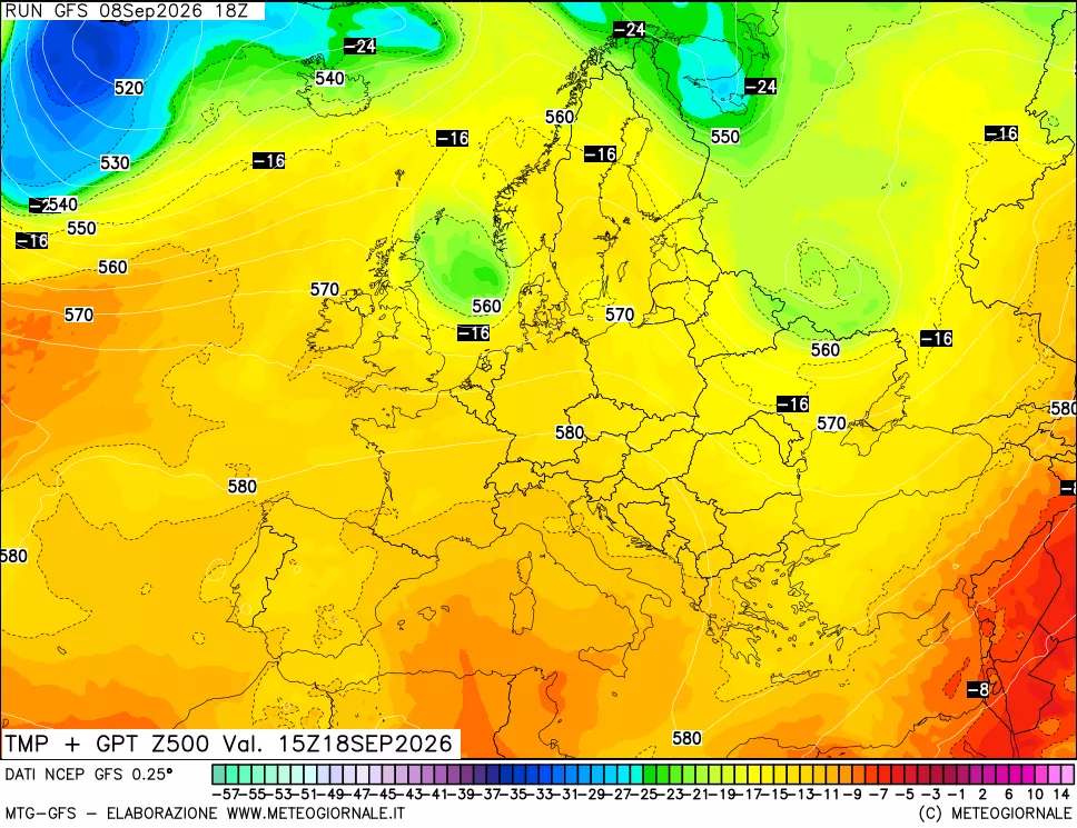 mappa 500 hPa Temp + GPT